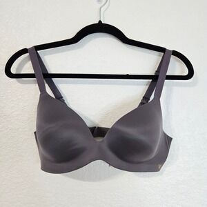 Victoria's Secret lined Semi Demi Bra 34C Purple Adjustable Straps V Logo